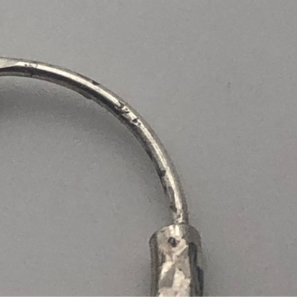 VTG Sterling Silver Diamond Cut Pattern Hoop Earrings .8” - Picture 5 of 6